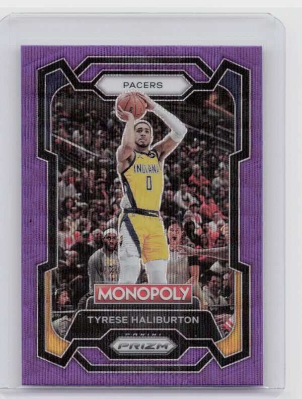 2023-24 Panini Prizm Monopoly Tyrese Haliburton Purple #34 Pacers