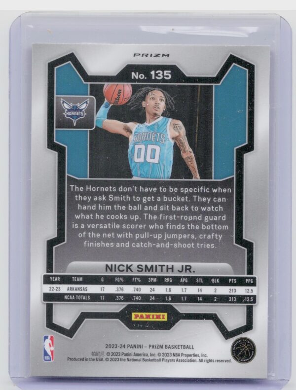 2023-24 Prizm Nick Smith Jr. Prizms Red White and Blue #135 Hornets - Image 3