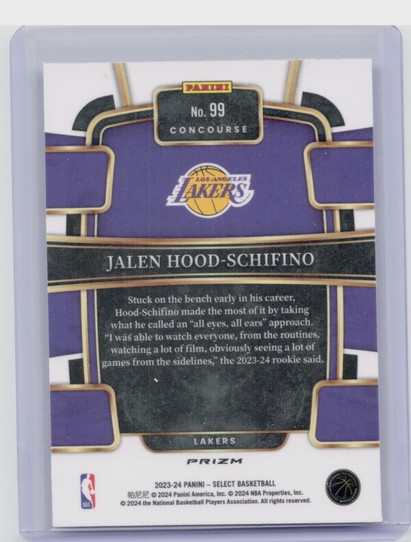 2023-24 Select Jalen Hood-Schifino Tectonic Prizms #99 Lakers - Image 3