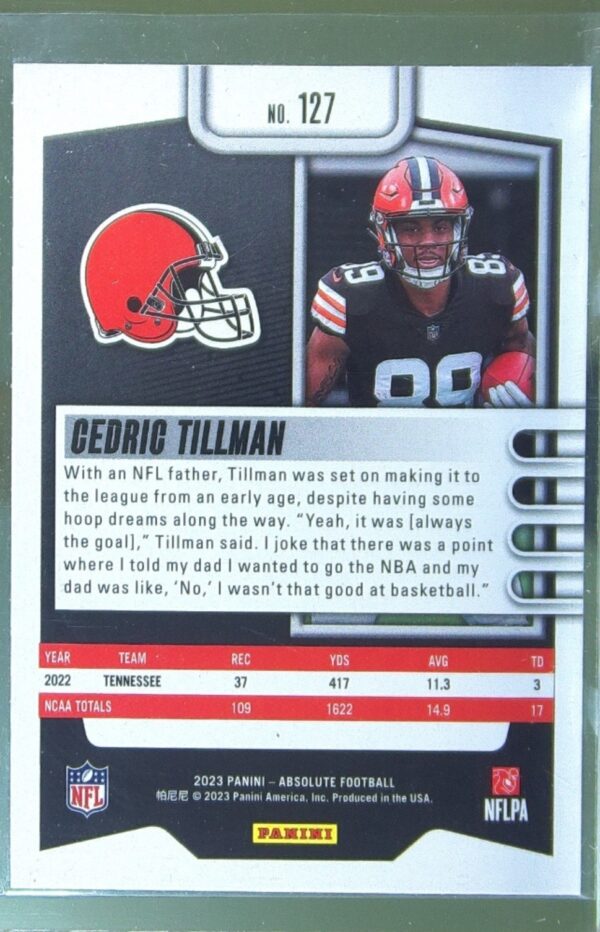 2023 Absolute Cedric Tillman RC Blue #127 Browns - Image 3