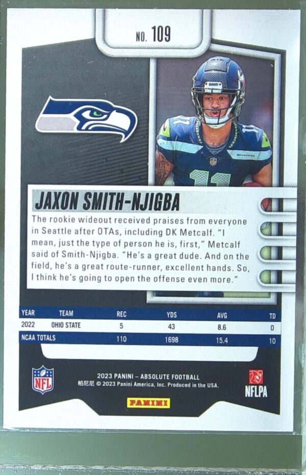 2023 Absolute Jaxon Smith-Njigba Retail RC #109 Seahawks - Image 3