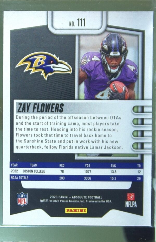 2023 Absolute Zay Flowers Retail RC #111 Ravens - Image 3