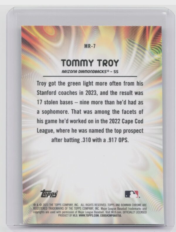2023 Bowman Draft Tommy Troy #MR-7 Diamondbacks Mood Ring - Image 3