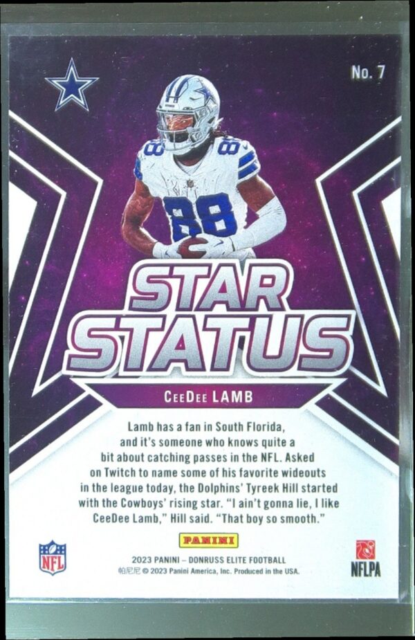 2023 Donruss Elite CeeDee Lamb #7 Cowboys Star Status Green - Image 3