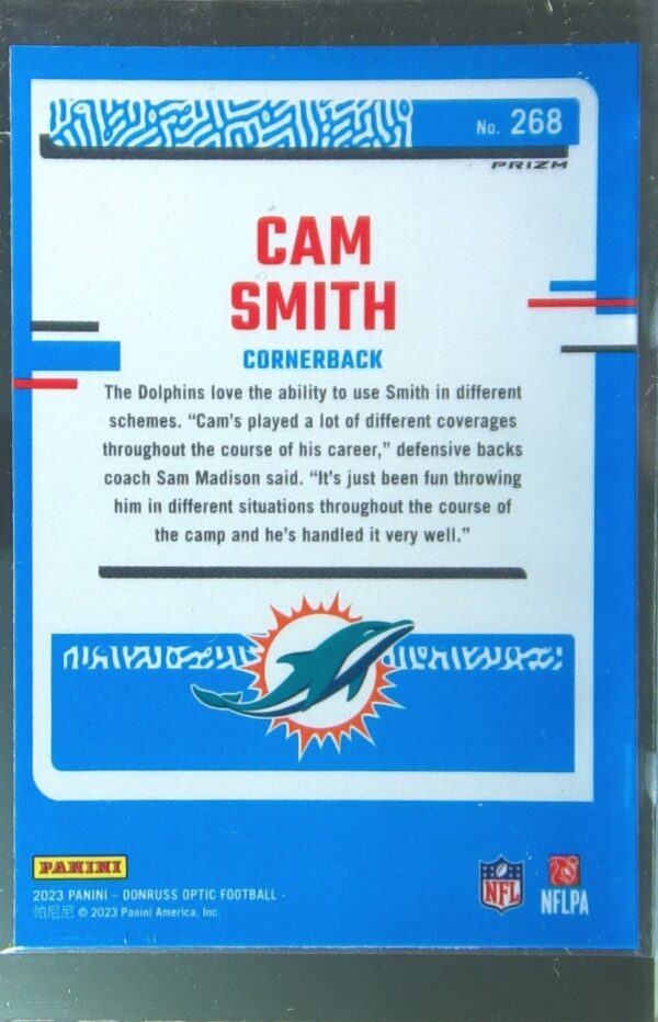2023 Donruss Optic Cam Smith Holo RC #268 Dolphins - Image 3