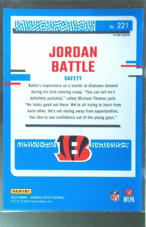 2023 Donruss Optic Jordan Battle Pink RC #221 Bengals - Image 3