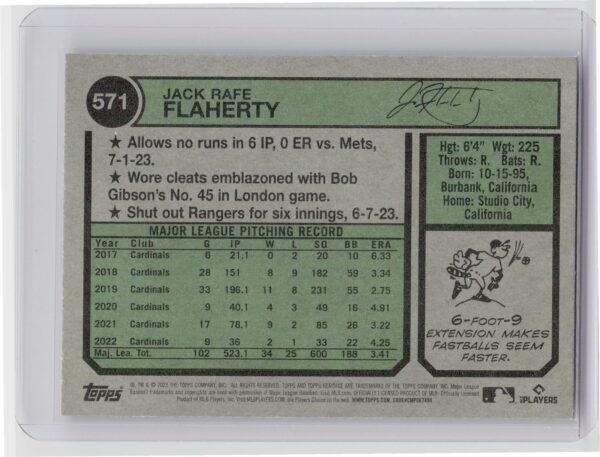 2023 Heritage Jack Flaherty Purple Refractor #571 Orioles - Image 3