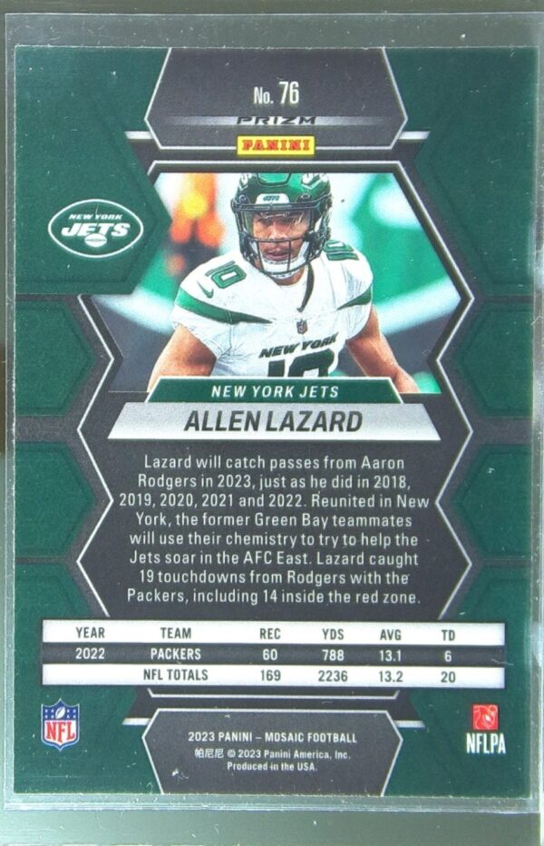 2023 Mosaic Allen Lazard Reactive Blue Mosaic #76 Jets - Image 3