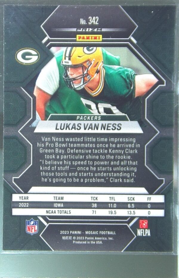 2023 Mosaic Lukas Van Ness Reactive Yellow Mosaic RC #342 Packers - Image 3