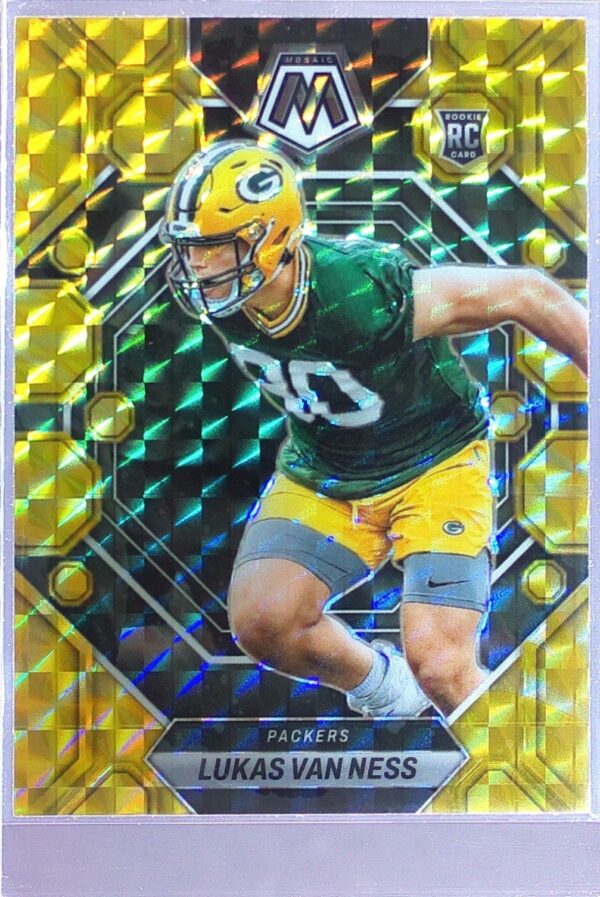 2023 Mosaic Lukas Van Ness Reactive Yellow Mosaic RC #342 Packers