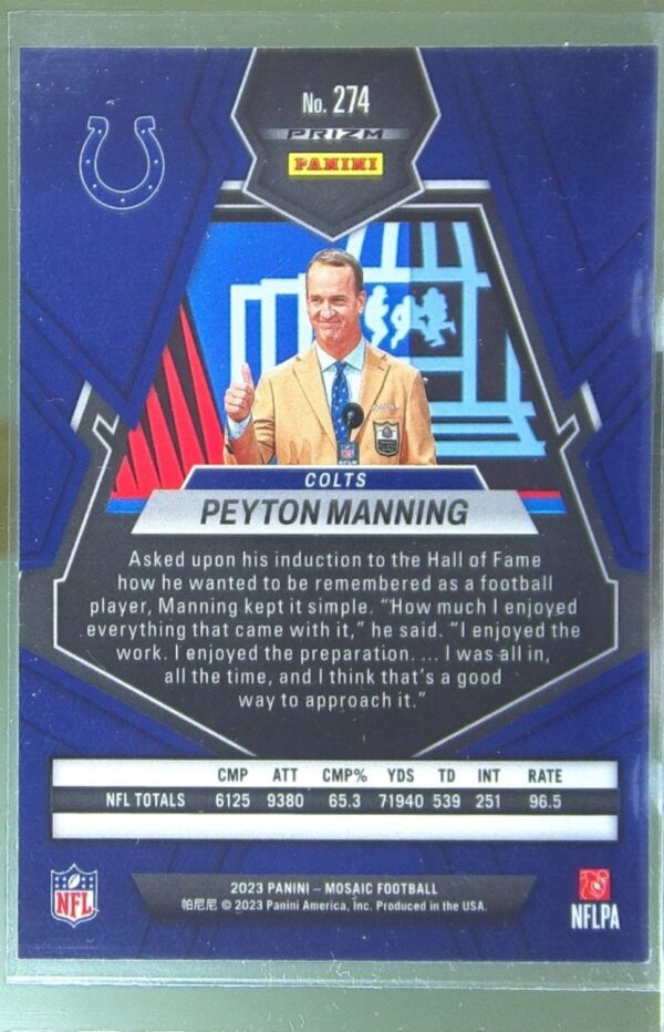 2023 Mosaic Peyton Manning Mosaic #274 Colts - Image 3