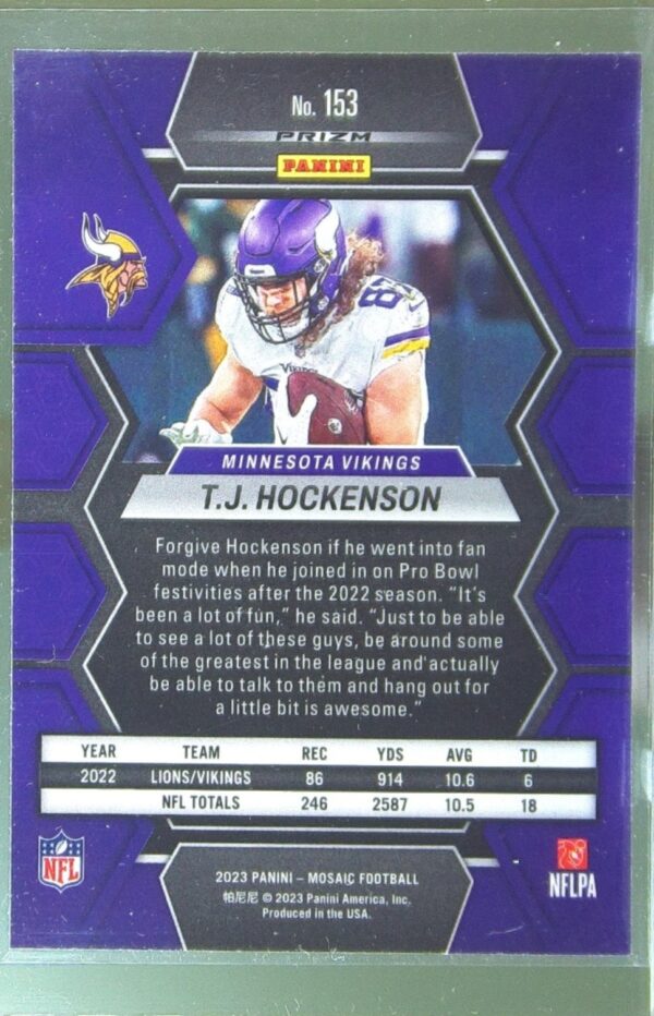 2023 Mosaic T.J. Hockenson Silver #153 Vikings - Image 3