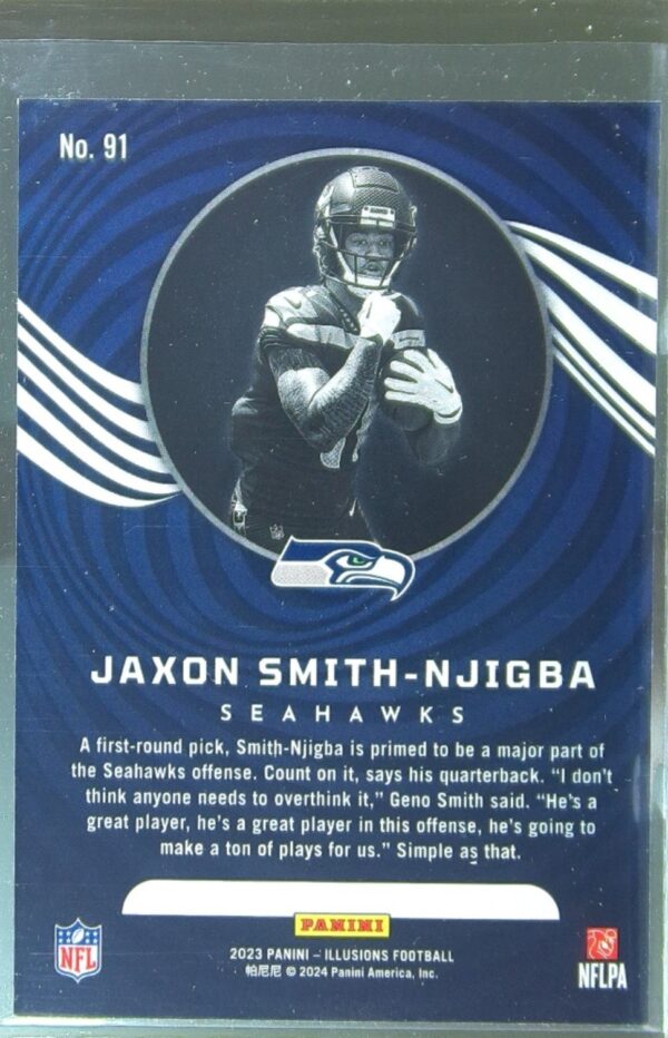 2023 Panini Illusions Jaxon Smith-Njigba RC Emerald Trophy Collection #91 - Image 3