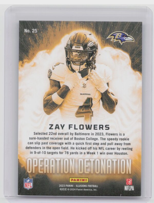 2023 Panini Illusions Zay Flowers RC #25 Ravens Operation Detonation - Image 3