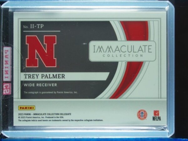 2023 Panini Immaculate Collection Collegiate Trey Palmer AU SN99 #II-TP Cornhusk - Image 3