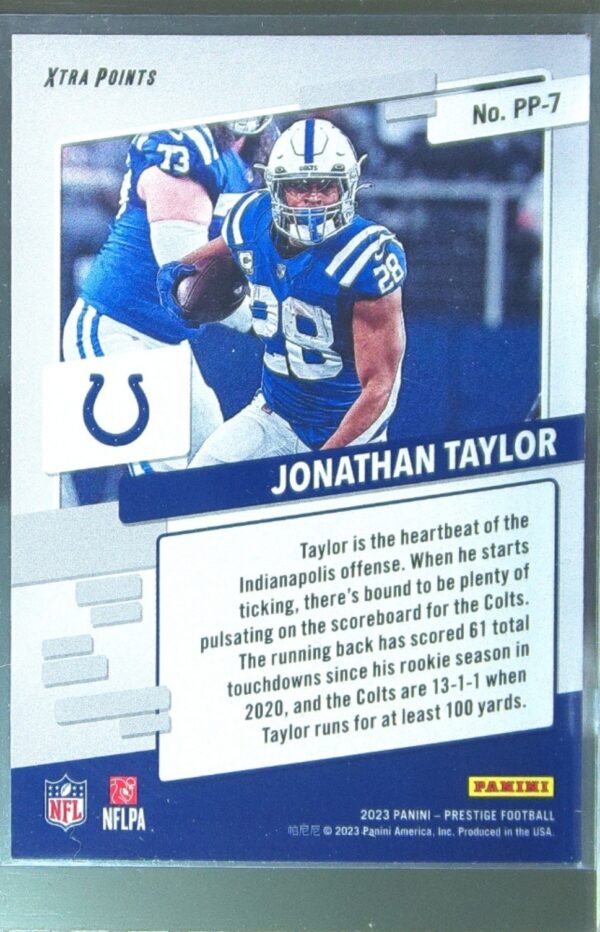 2023 Panini Prestige Jonathan Taylor #PP-7 Colts Prestigious Pros - Image 3
