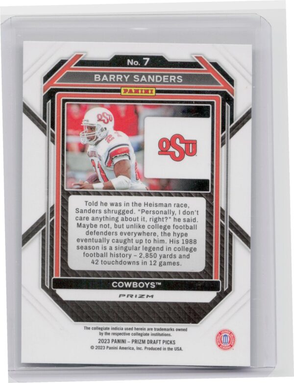 2023 Panini Prizm Draft Picks Barry Sanders Prizms Green #7 Cowboys - Image 3
