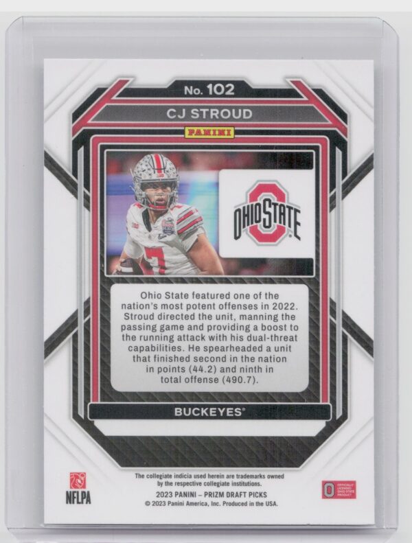 2023 Panini Prizm Draft Picks C.J. Stroud #102 Buckeyes - Image 3