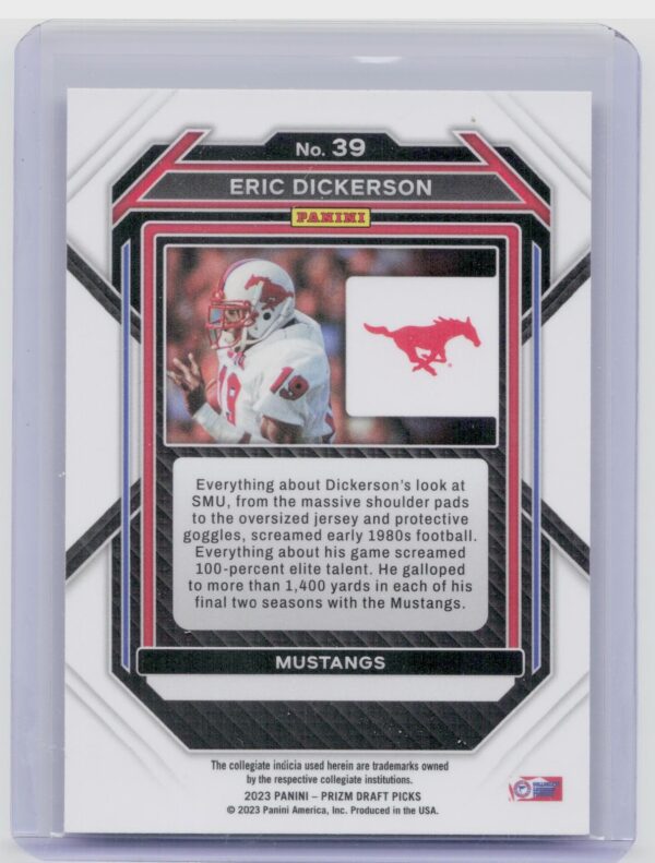 2023 Panini Prizm Draft Picks Eric Dickerson #39 Mustangs - Image 3