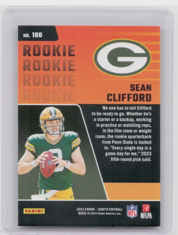 2023 Panini Zenith Sean Clifford Rookie RC #180 Packers - Image 3