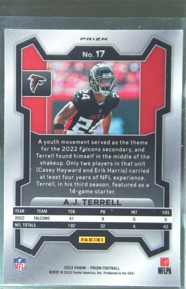 2023 Prizm A.J. Terrell Orange Disco #17 Falcons - Image 3