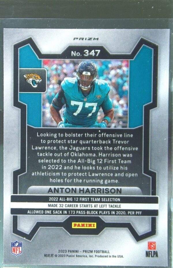 2023 Prizm Anton Harrison Green Ice RC #347 Jaguars - Image 3
