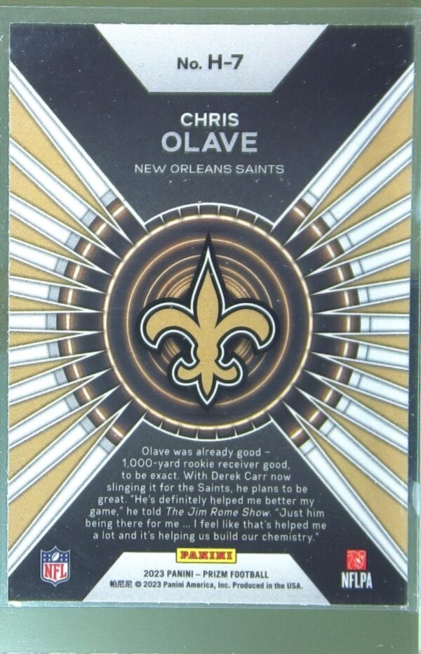 2023 Prizm Chris Olave #H-7 Saints Hype - Image 3