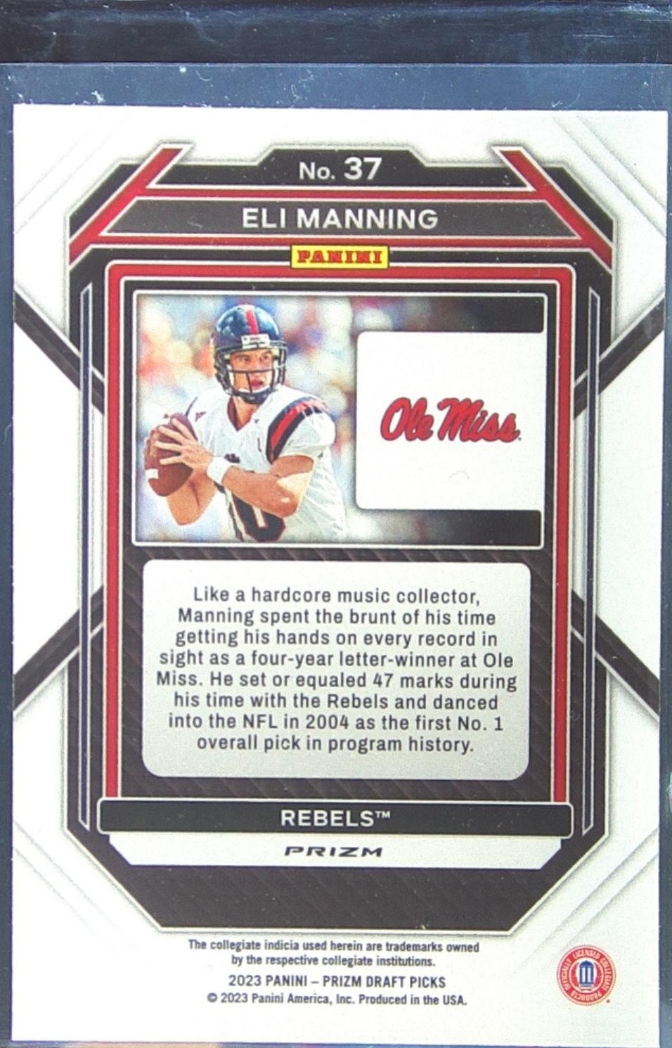 2023 Prizm Draft Picks Eli Manning Prizms Ruby Wave #37 Rebels - Image 3