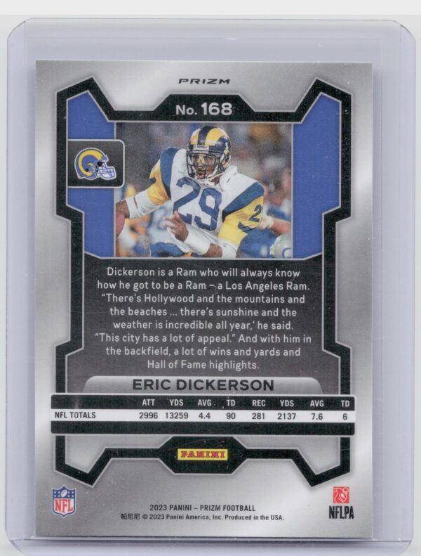 2023 Prizm Eric Dickerson Silver #168 Rams - Image 3