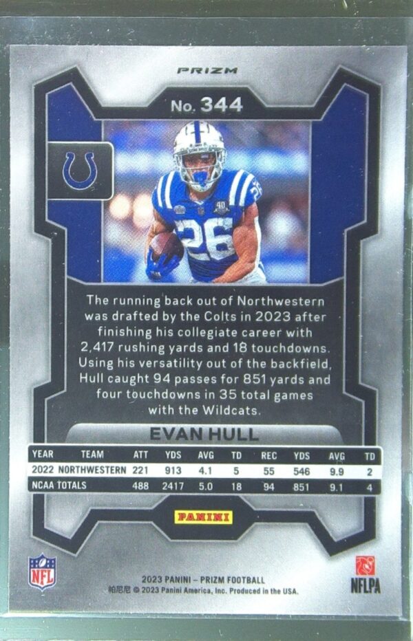 2023 Prizm Evan Hull Green Wave RC #344 Colts - Image 3