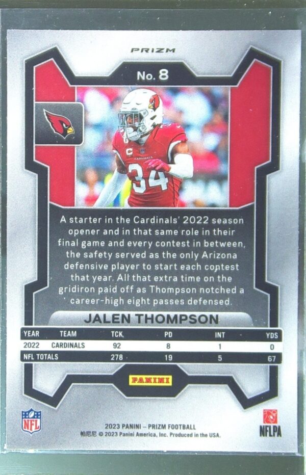 2023 Prizm Jalen Thompson Orange Disco #8 Cardinals - Image 3