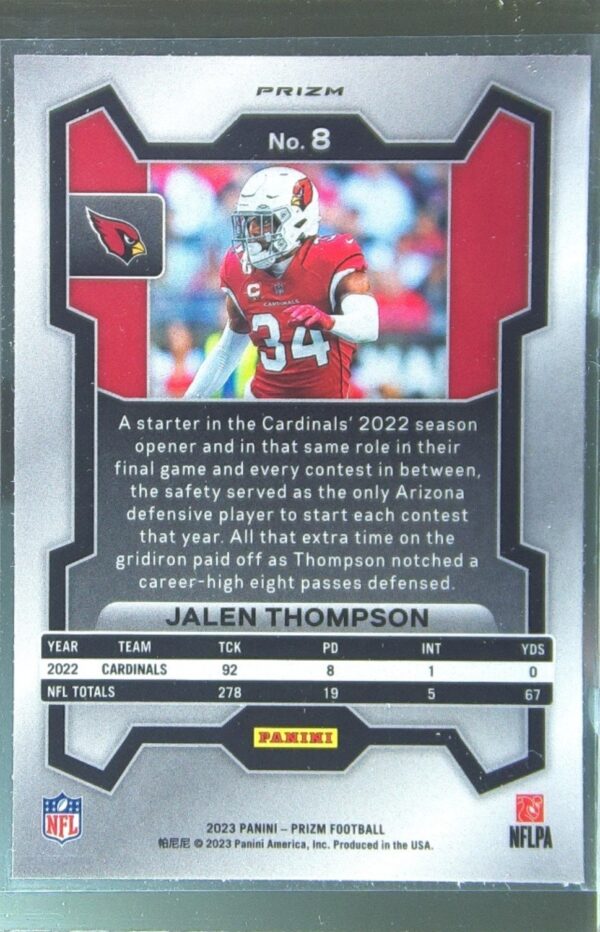 2023 Prizm Jalen Thompson Silver #8 Cardinals - Image 3