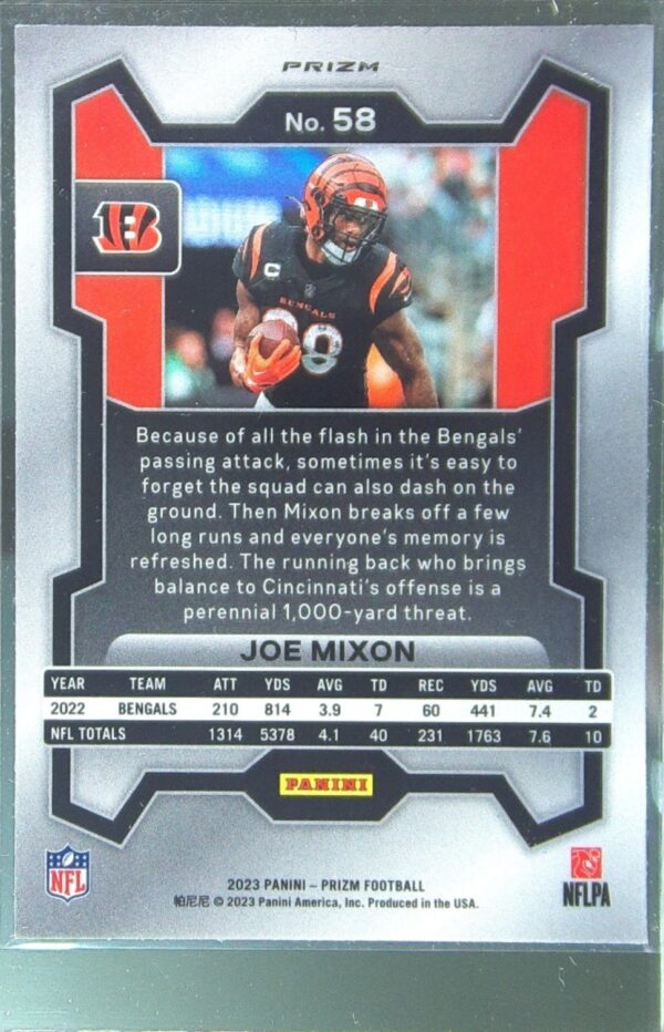 2023 Prizm Joe Mixon Neon Green Pulsar #58 Bengals - Image 3