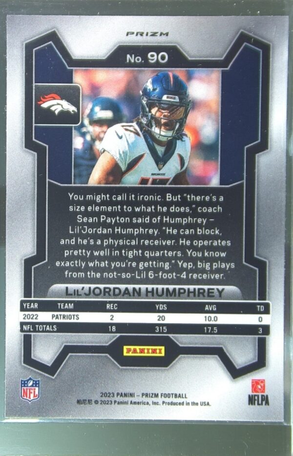 2023 Prizm Lil' Jordan Humphrey Silver #90 Broncos - Image 3