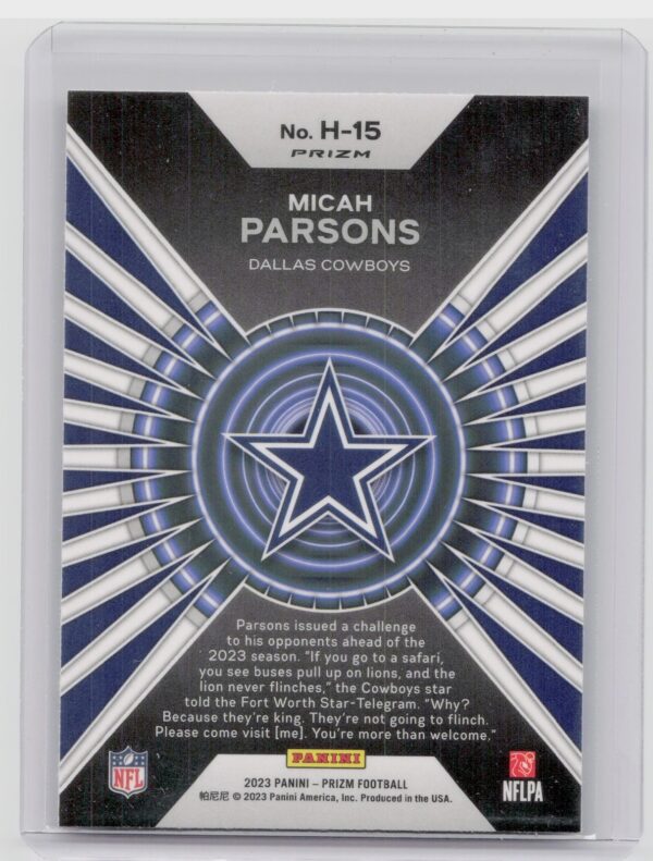 2023 Prizm Micah Parsons Hype Green #H-1 Cowboys - Image 3