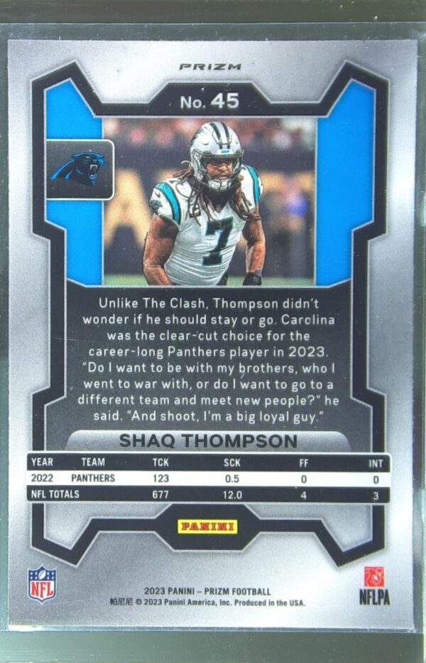 2023 Prizm Shaq Thompson Green #45 Panthers - Image 3