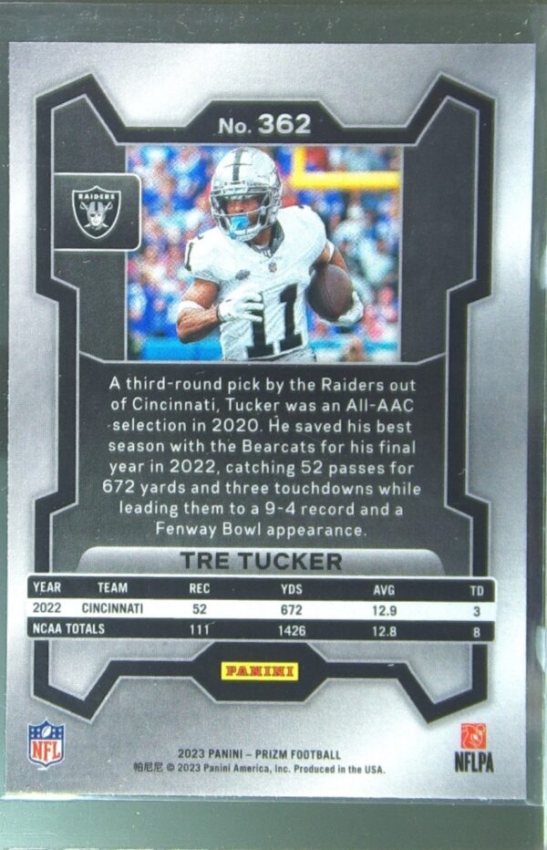 2023 Prizm Tre Tucker RC #362 Raiders - Image 3
