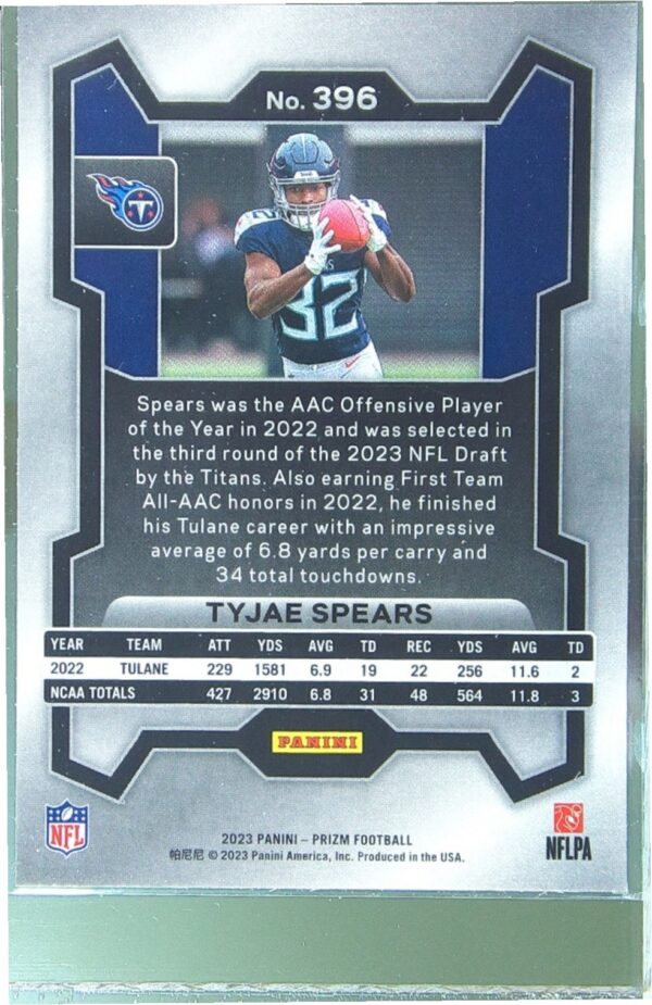 2023 Prizm Tyjae Spears RC #396 Titans - Image 3