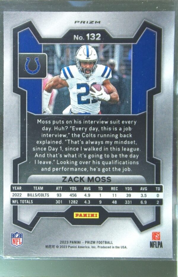 2023 Prizm Zack Moss Green Wave #132 Colts - Image 3