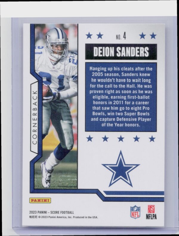 2023 Score Deion Sanders #4 Cowboys First Ballot Hall of Fame - Image 3