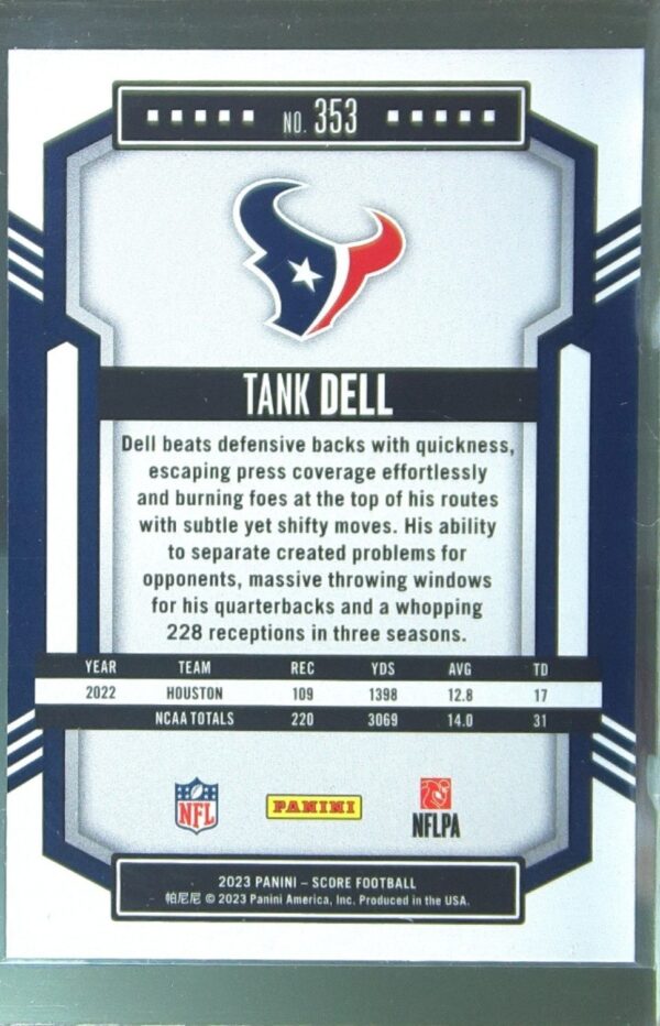 2023 Score Tank Dell RC #353 Texans - Image 3