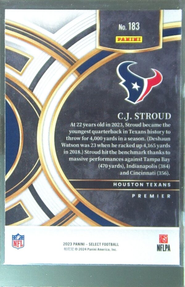 2023 Select C.J. Stroud RC #183 Texans - Image 3