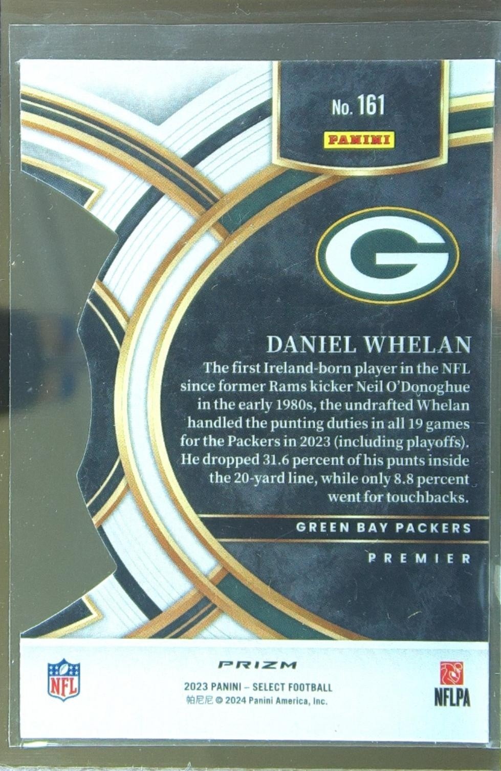2023 Select Daniel Whelan Silver Prizms Die Cuts RC #161 Packers - Image 3