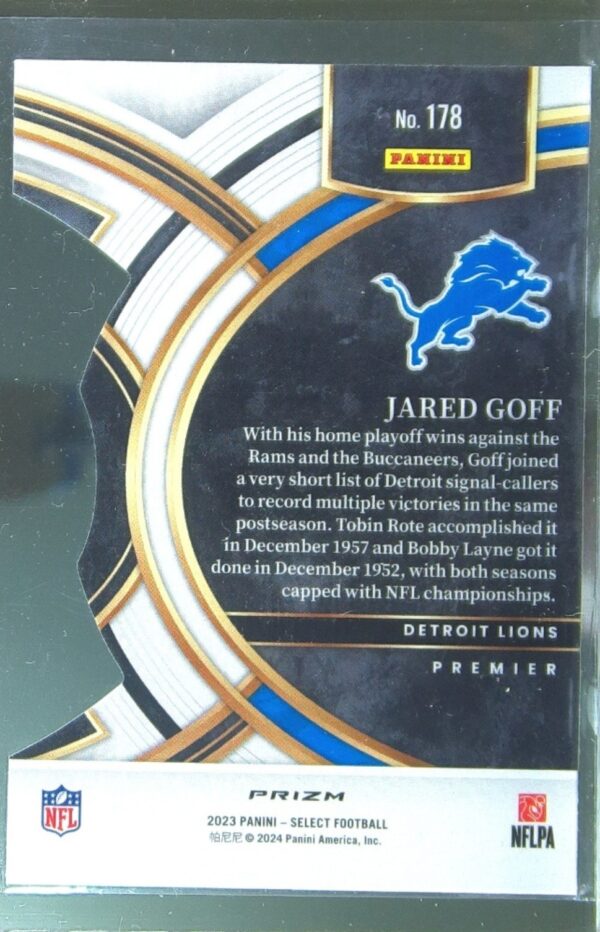 2023 Select Jared Goff Red and Yellow Prizms Die Cuts #178 Lions - Image 3