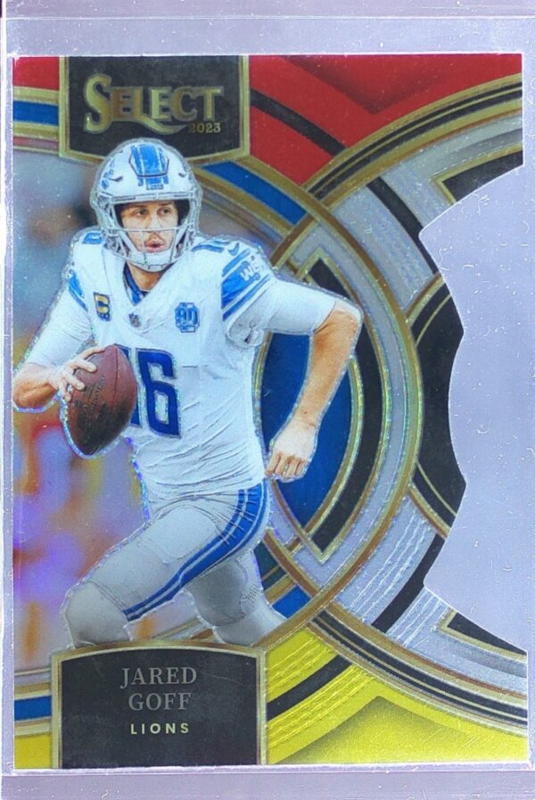 2023 Select Jared Goff Red and Yellow Prizms Die Cuts #178 Lions