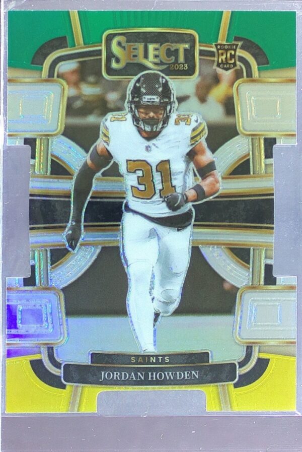 2023 Select Jordan Howden Green and Yellow Prizms Die Cuts RC #70 Saints