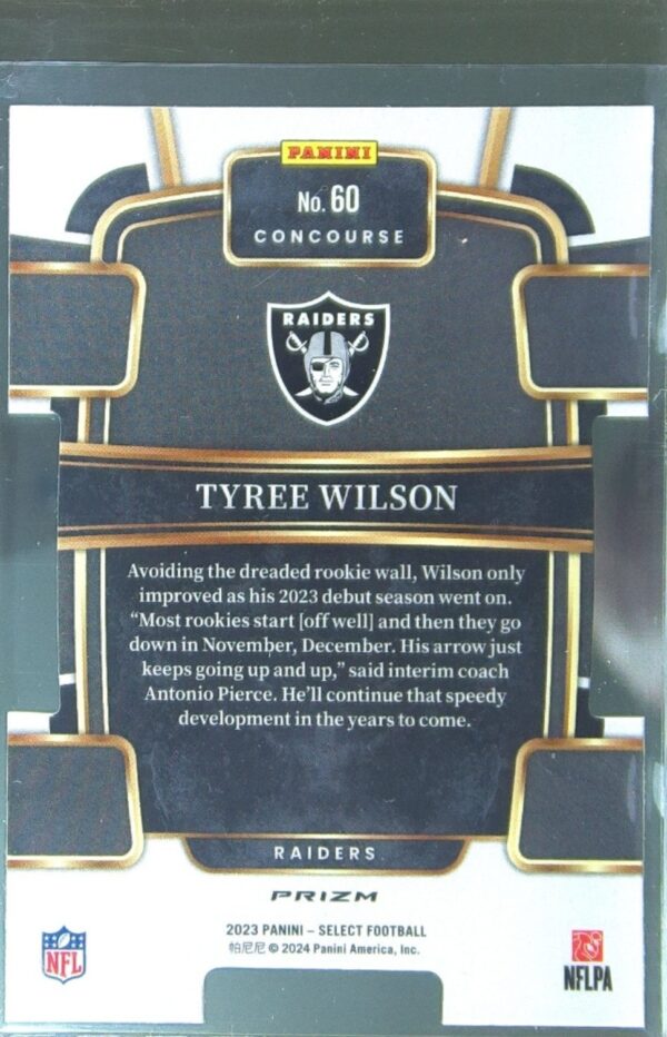 2023 Select Tyree Wilson Silver Prizms Die Cuts RC #60 Raiders - Image 3