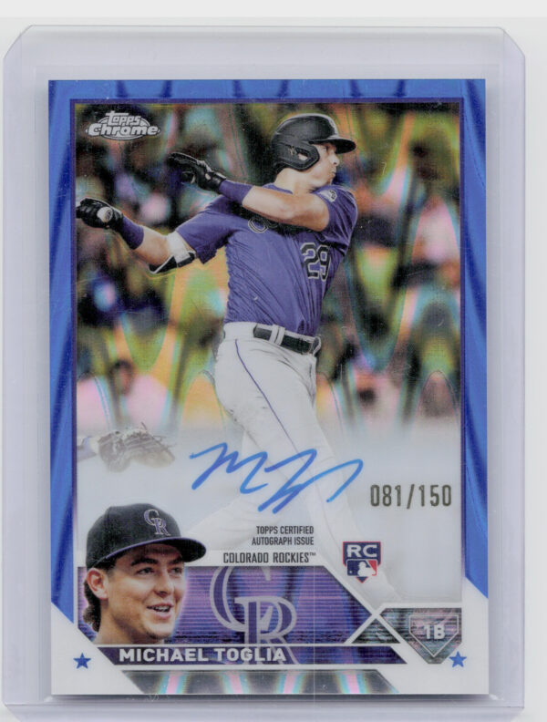 2023 Topps Chrome Michael Toglia AU SN150 #RA-MT Rockies Rookie Autographs Blue
