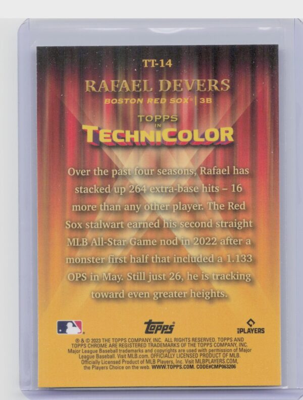 2023 Topps Chrome Rafael Devers #TT-14 Sox Topps in Technicolor - Image 3