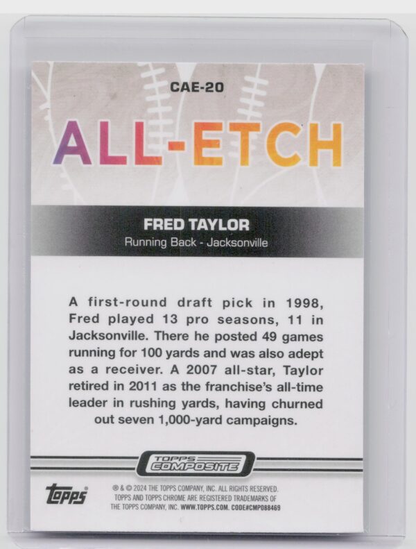 2023 Topps Composite Fred Taylor #CAE-20 Jaguars Chrome All Etch - Image 3